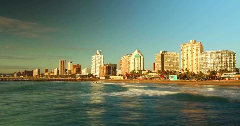 Timelapse of the city Durban from South Beach, South Africa.