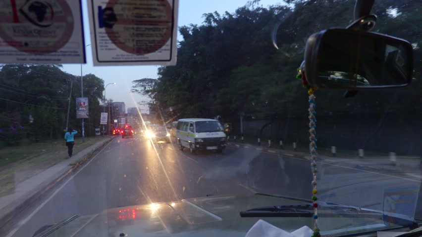 Gimbal shot of streets through the car in Nairobi. Kenya, Africa