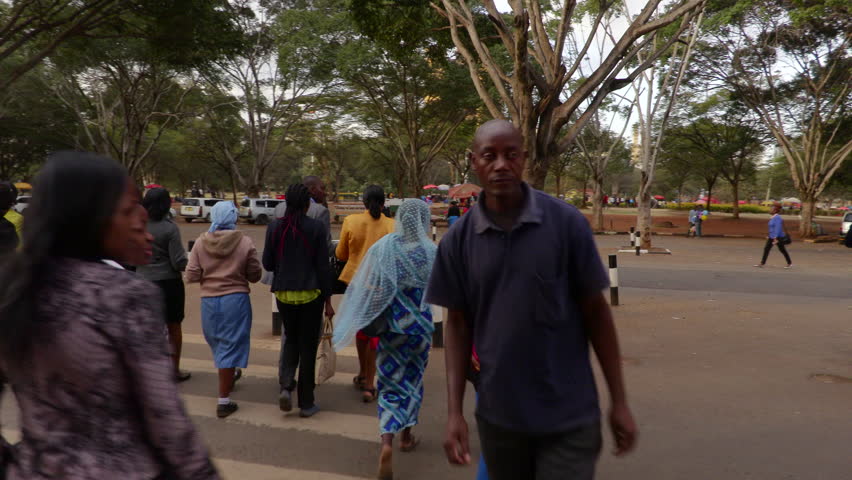 Gimbal shot of busy streets in Nairobi at peak hour. Kenya, Africa
