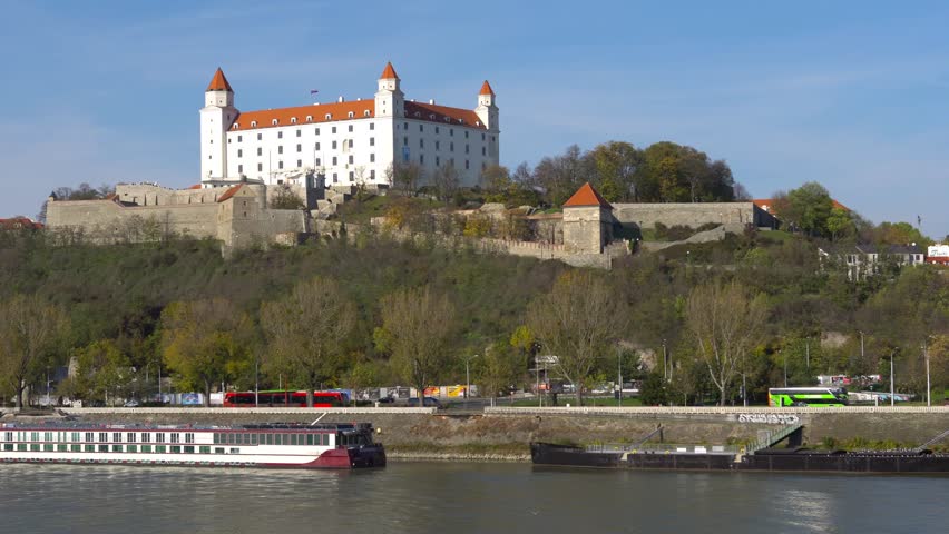 Stary Hrad - ancient castle in Bratislava. Bratislava is occupying both banks of the River Danube and River Morava. Bratislava borders two states, Austria and Hungary.