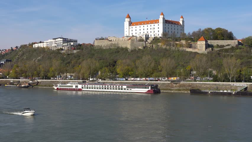 Stary Hrad - ancient castle in Bratislava. Bratislava is occupying both banks of the River Danube and River Morava. Bratislava borders two states, Austria and Hungary.