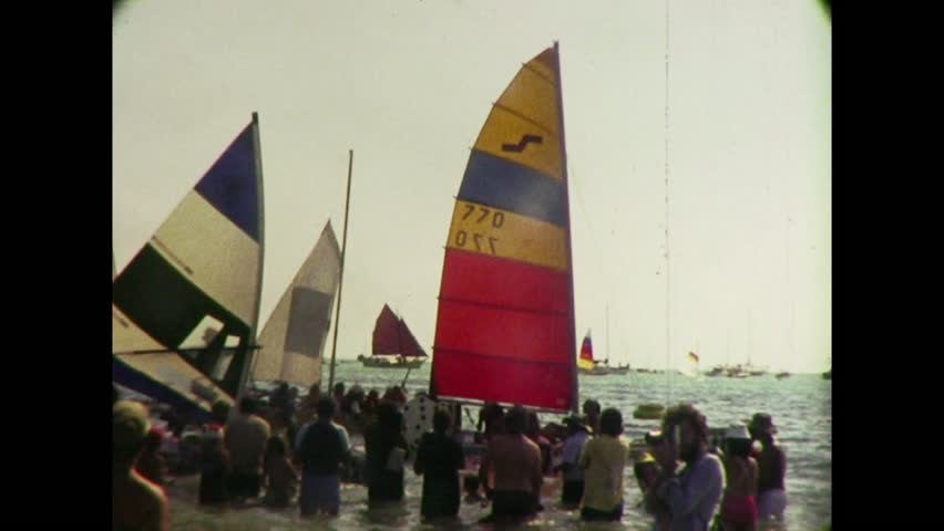 DARWIN, AUSTRALIA - JUNE 14, 1981 - 8mm film footage of boats in the 8th annual