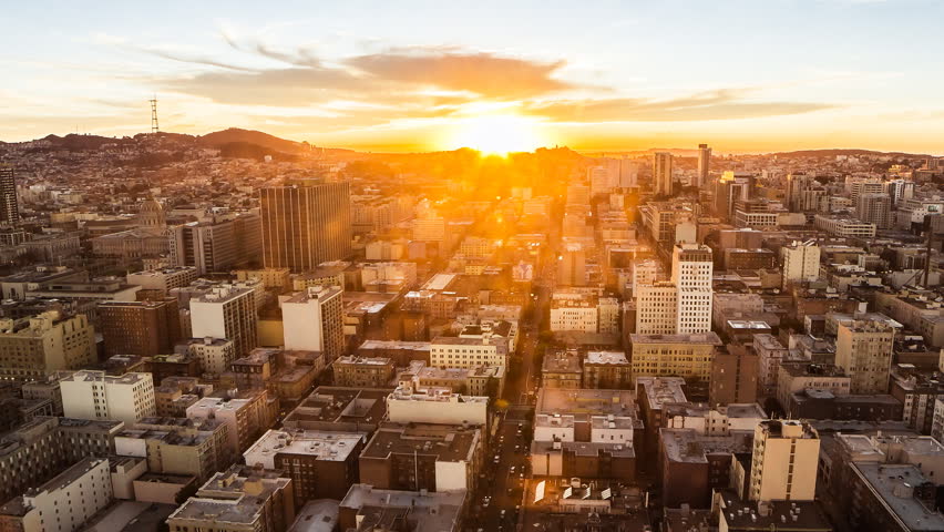 Time lapse of sunset in San Francisco from day to night