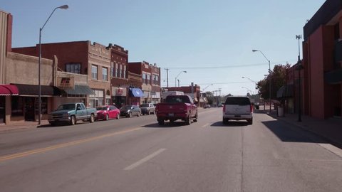 Driving on Route 66 through a small town in Oklahoma - TULSA / OKLAHOMA - OCTOBER 16, 2017