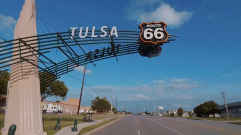 Historic Route 66 street view in Tulsa Oklahoma - TULSA / OKLAHOMA - OCTOBER 15, 2017