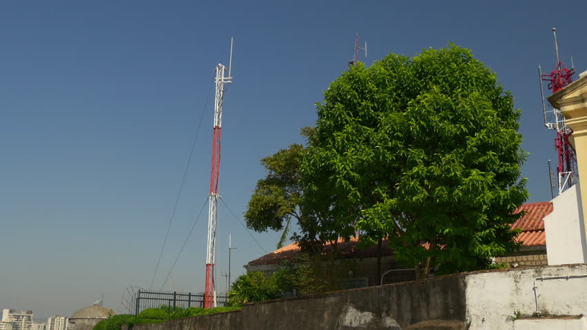 sunny day macau city famous guia lighthouse phone tower panorama 4k china