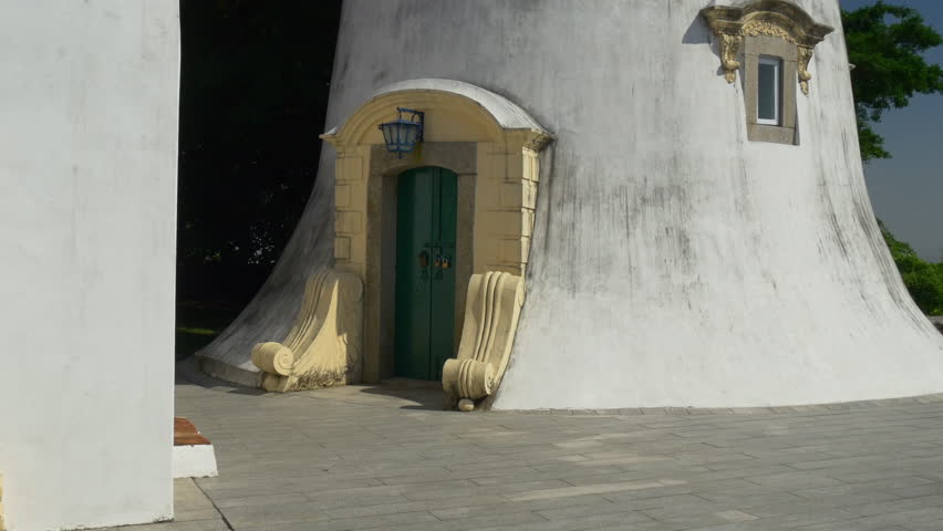 sunny day macau city famous guia lighthouse panorama 4k china