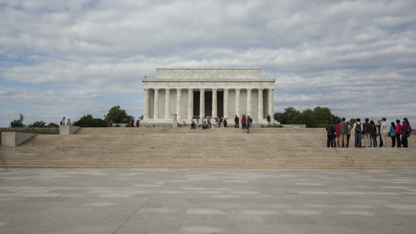 WASHINGTON D.C. - OCT 14: Timelapse of Tourists visiting Washington Lincoln