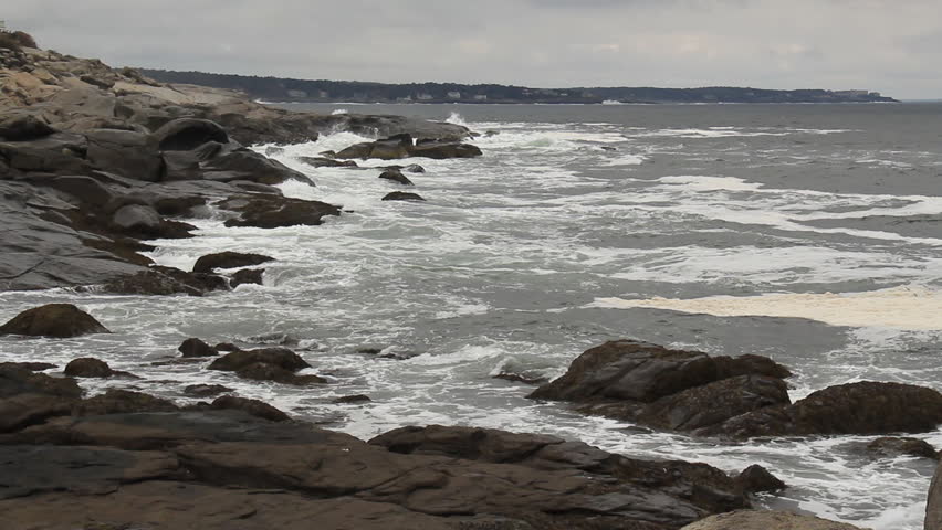 Maine Rocky Shores 2. Waves splashing against the rocky coast of the Atlantic