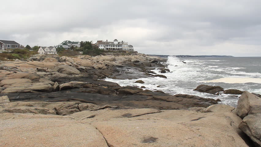 Maine Rocky Shores 1. Waves splashing against the rocky coast of the Atlantic