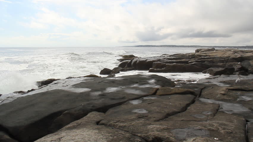 Maine Rocky Shores 3. Waves splashing against the rocky coast of the Atlantic