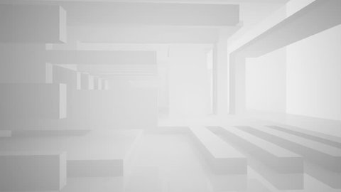 Abstract white interior highlights future. Architectural background. 3D animation and rendering.