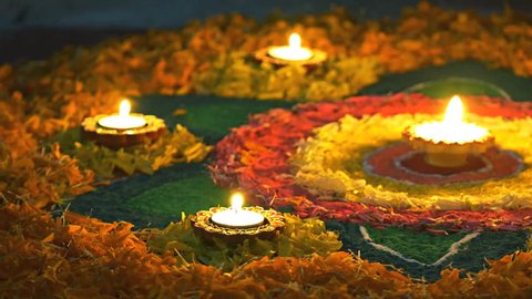 Making of Rangoli during Diwali festival Circa October 2017 库存视频