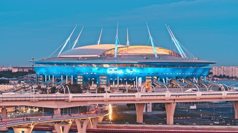 ST. PETERSBURG, RUSSIA - JULY, 2017: Stadium of Saint Petersburg at evening