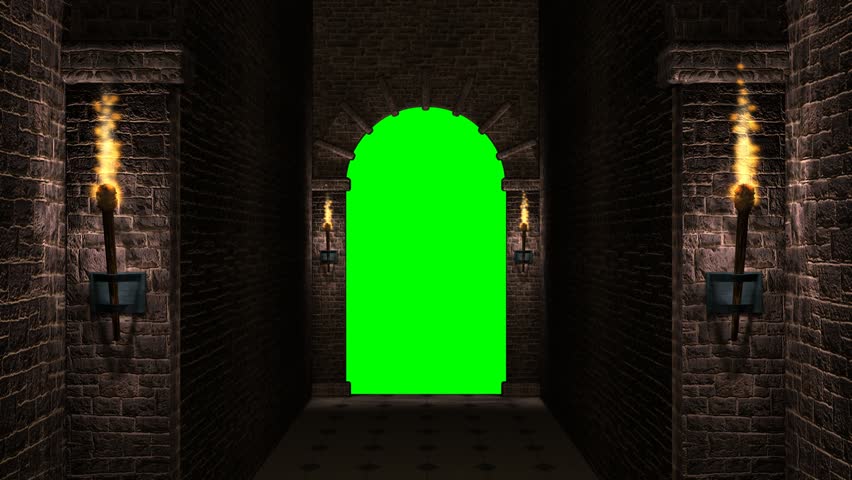 medieval castle arch torches green screen: стоковое видео (без лицензионных...