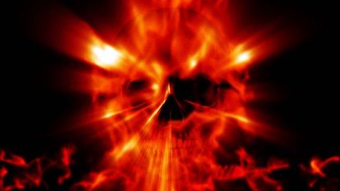 flaming skull burning in hell fire