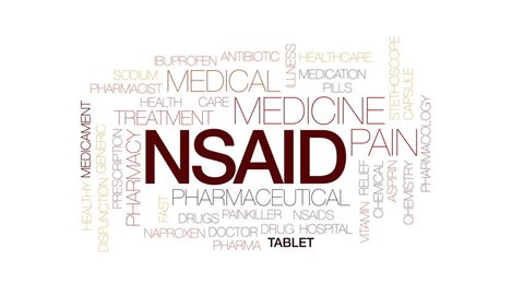 NSAID animated word cloud, text design animation. Kinetic typography.