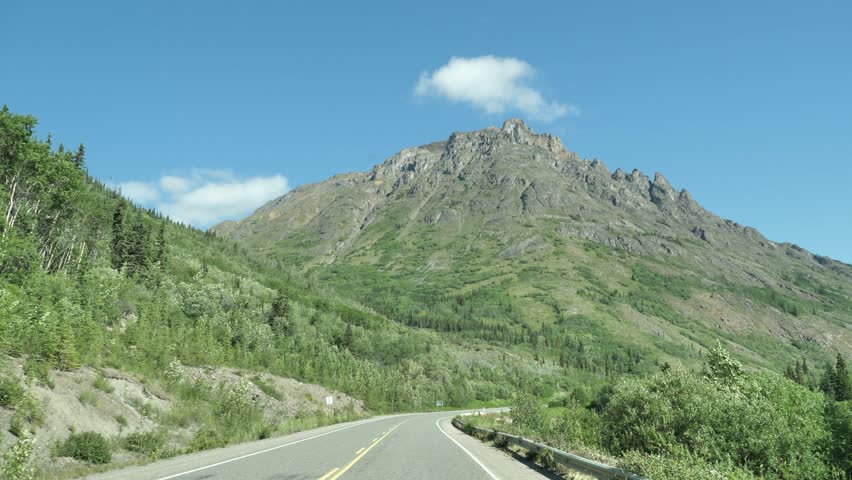 Canada Highway Summer Open Road Driving Plate POV Yukon