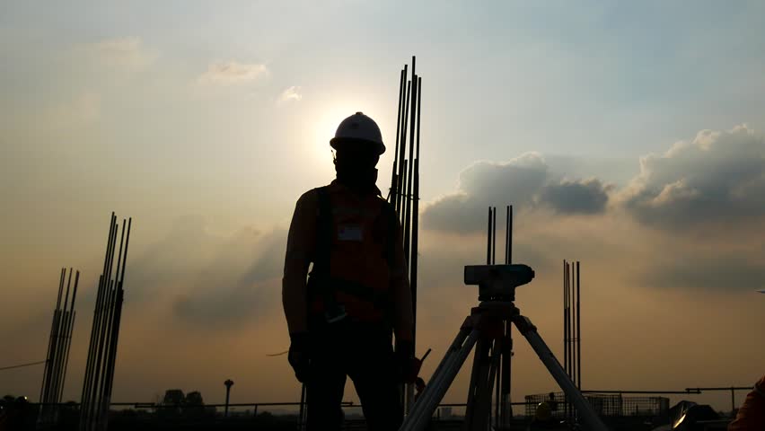 Modern surveyor equipment theodolite or tacheometer used in surveying and building construction for precise measurement. Total station outdoor at construction site. Copy space Royalty-Free Stock Footage #32856961