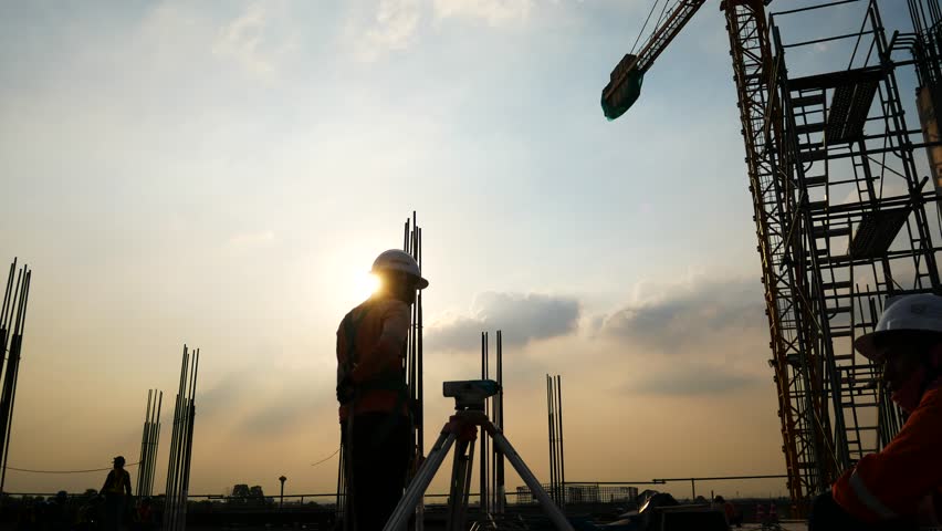 Modern surveyor equipment theodolite or tacheometer used in surveying and building construction for precise measurement. Total station outdoor at construction site. Copy space Royalty-Free Stock Footage #32856970