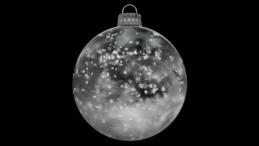 Christmas and New Year Rotating Ball White Ice Glass Bauble Decoration with snowflakes inside. Perfect for wishing your viewers a Merry Christmas and a Happy New Year! Alpha Matte 4k Royalty-Free Stock Footage #32859310