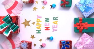 Stop motion gift box decoration for christmas or New year background