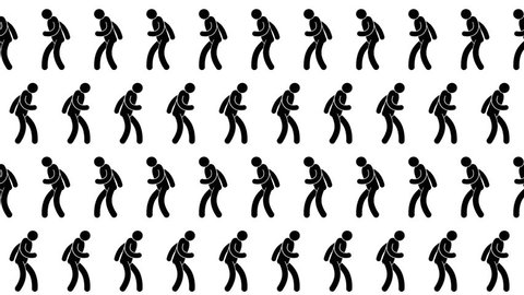 Celebrating dancing pictogram people seamless moving animated looped pattern.