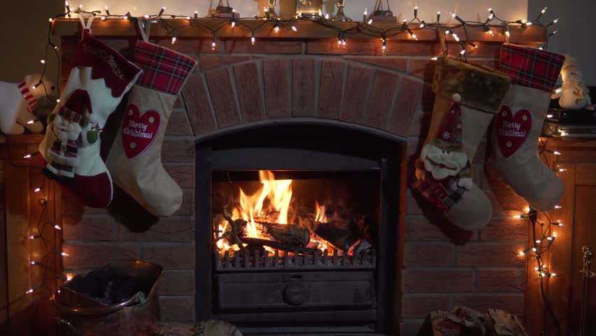 Christmas Fireplace Stockings Hanging With Stock Footage Video 100 Royalty Free 32875600 Shutterstock