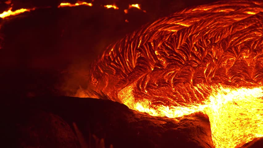 lava flow close night glowing hot Stock Footage Video (100% Royalty ...