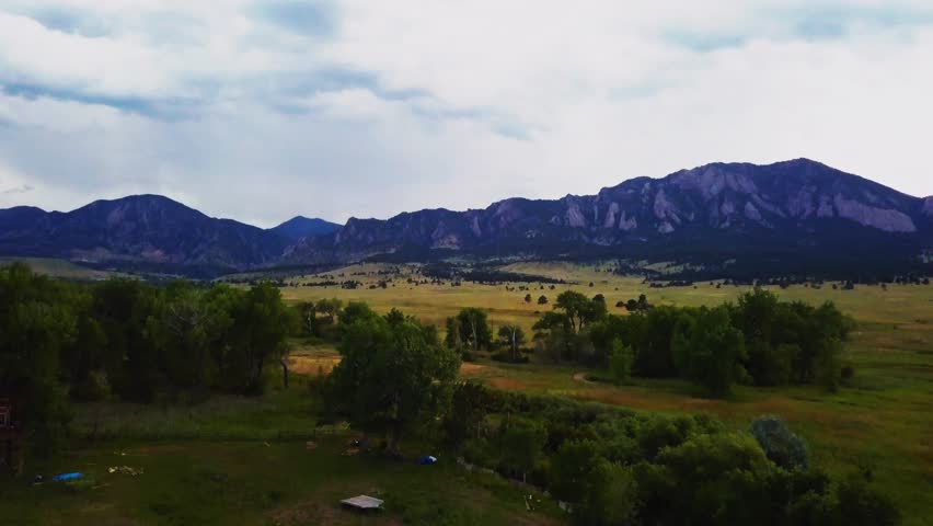 Aerial shot, flat irons boulder Colorado. 