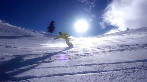 Snowboarder Downhill Super Slow Motion