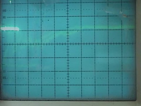 an old oscilloscope close up of the screen displays a wave pattern