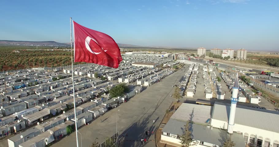 Aerial shot of syrian refugees camp in Kilis,Turkey