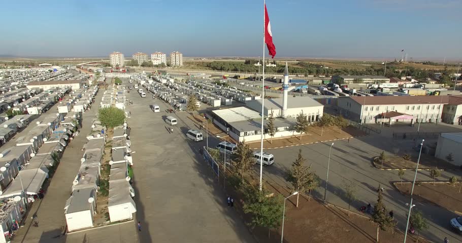 Aerial shot of syrian refugees camp in Kilis,Turkey