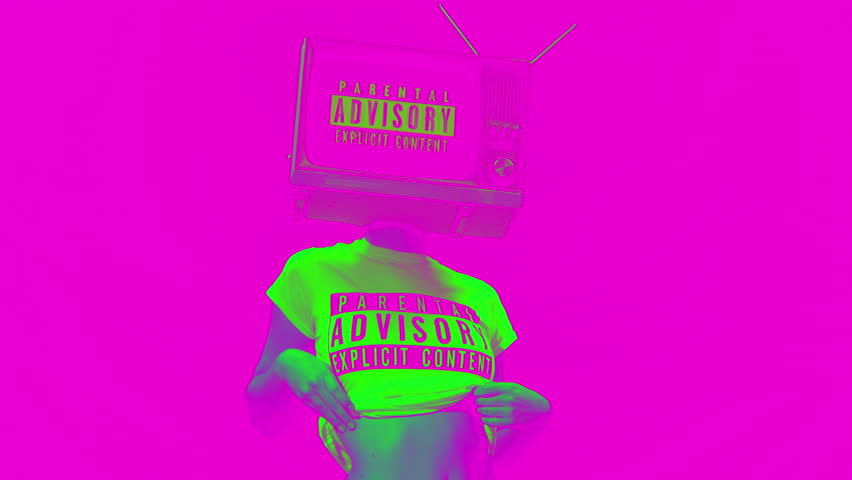 amazing woman in red lingerie dancing and posing with a television as a head. the tv is has video warning of explicit content.