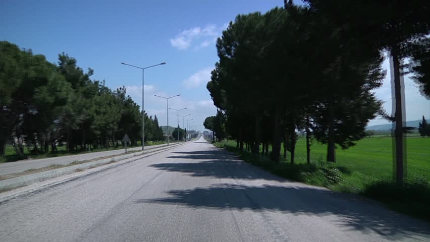 View of the road from the car
