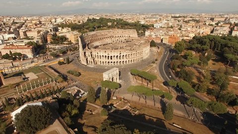 Oct 2017 Rome Italy.
Coliseum, aerial drone of the coliseum
