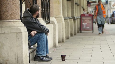 Bristol, England, Uk, August 15 2015-Homeless. Unemployed beggars living on the street.