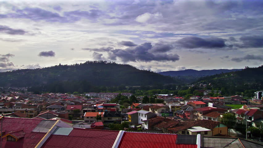 High definition time lapse of the sky over homes in Ecuador. 