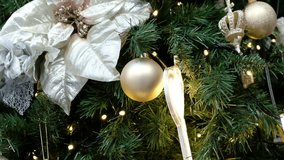 Shining Christmas balls decoration on a tree 