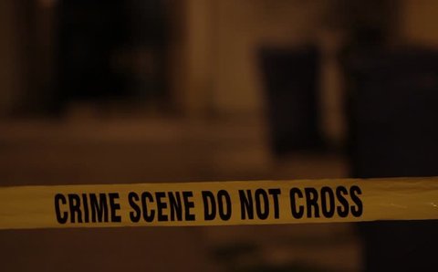 Police tape at a crime scene, night, 1080p