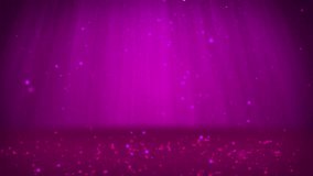 Winter theme for Christmas or New Year background with copy space. Close-Up of Xmas tree from particles in mid-frame. Purple 3d Xmas tree V9 with glitter particles DOF light rays