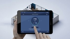 House drawing plan, Touching IoT smart pad, tablet application, Living room TV control, Smart home appliances,  internet of things. - Powered by Shutterstock - Get 15% off with code: PIKWIZARD15