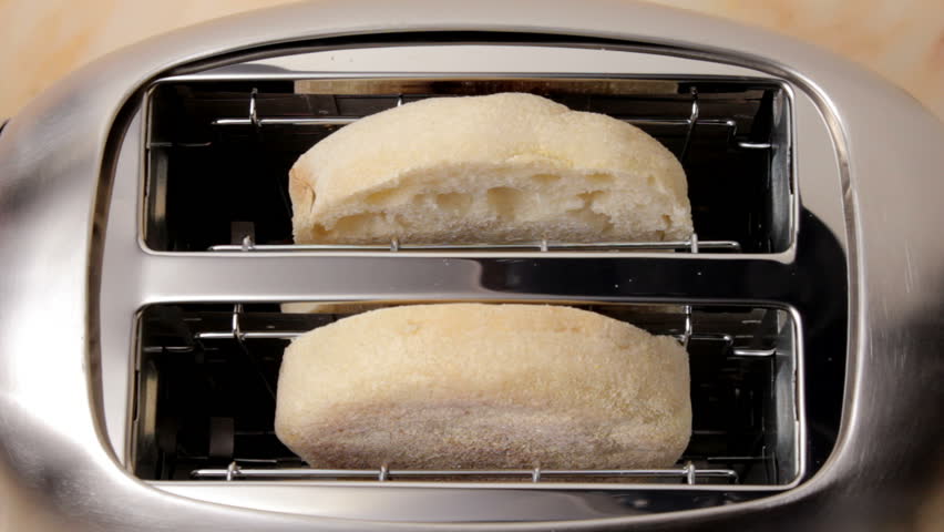 English muffin in toaster