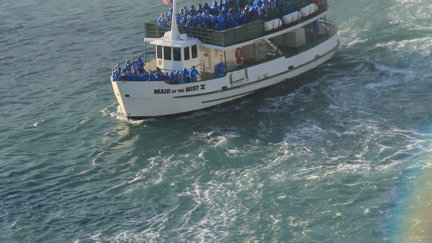 NIAGARA FALLS - CIRCA JULY 2011: Maid of the Mist tour boat packed with tourists