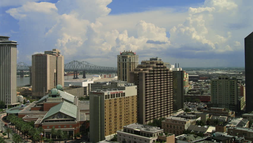 NEW ORLEANS - CIRCA JULY 2011: (Timelapse view) Downtown New Orleans daytime