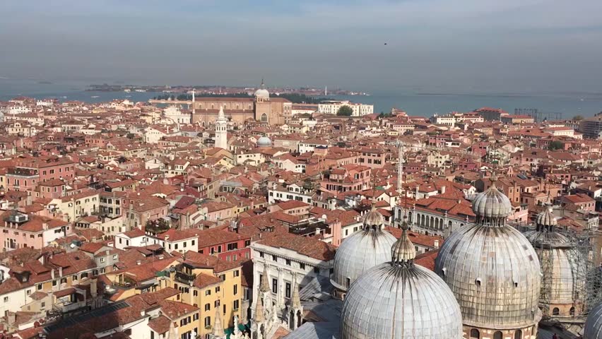 Panoramic Aerial View of Venice. Italy. Europe. Panorama of Old Town. Morning Light.