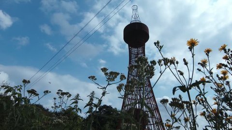 Shukhov Tower, the village of Polybino, Russia. The world's first hyperbolic construction. Video shot from slide