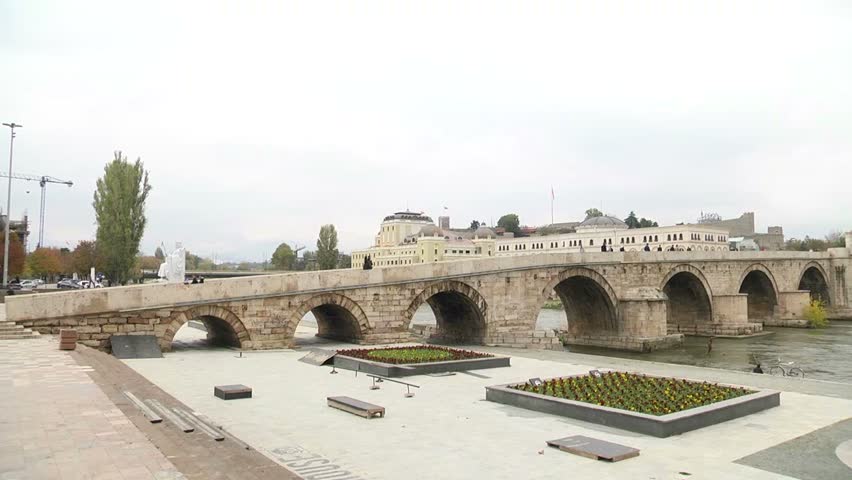 Fatih Sultan Mehmet Bridge in Skopje Macedonia (Ta? KÃ¶prÃ¼)