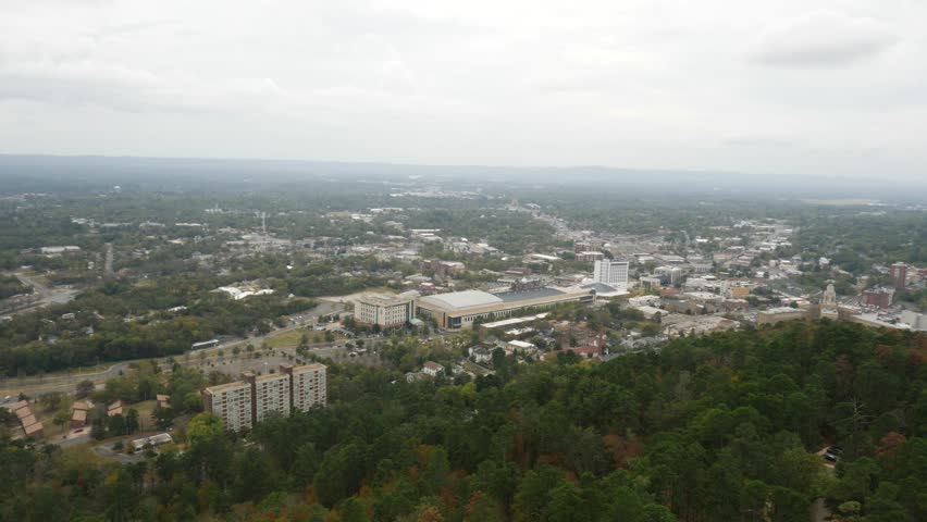Aerial View of Hot Springs Arkansas Town in Valley Establishing